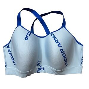 Under Armour Womens Plus Size Blue UA Continuum Mid Print Sports Bra Size 3X New